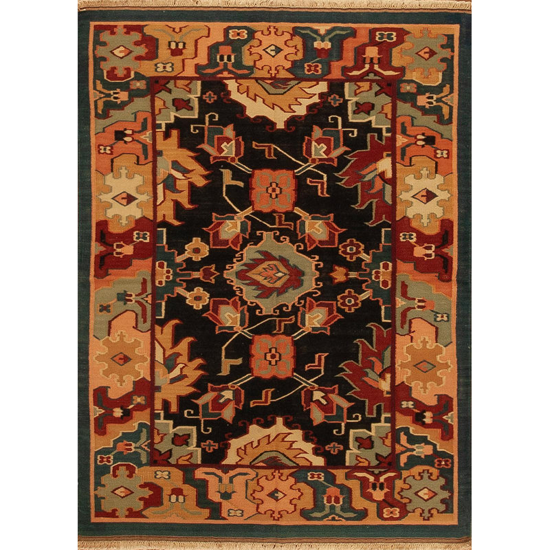 Discovery Flatweave Wool Area Rug in Red/Black/Orange/Green