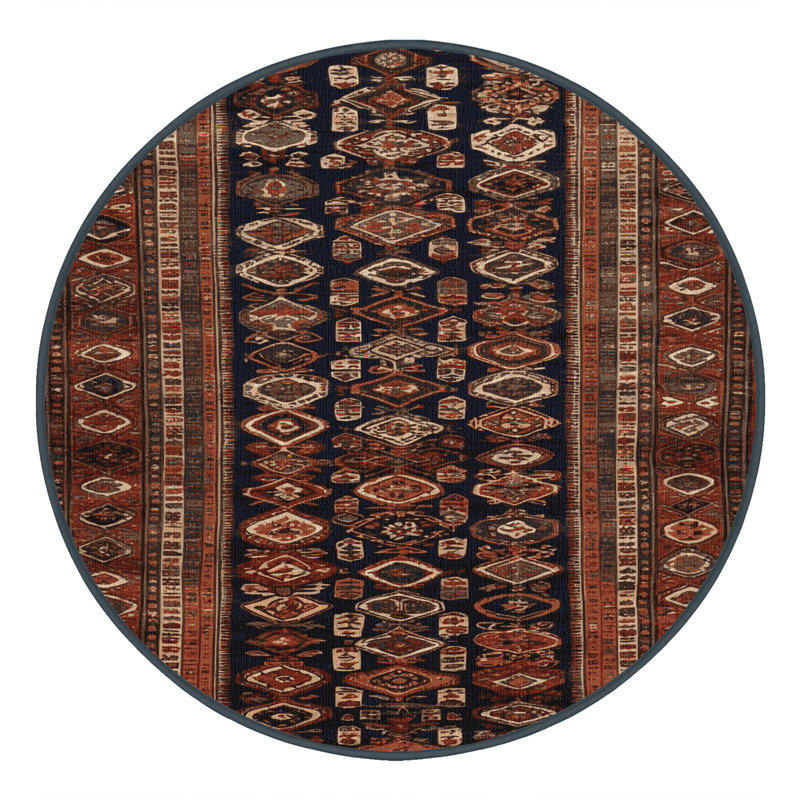 Tapis brun turc lavable à la machine, Rond 8 pi