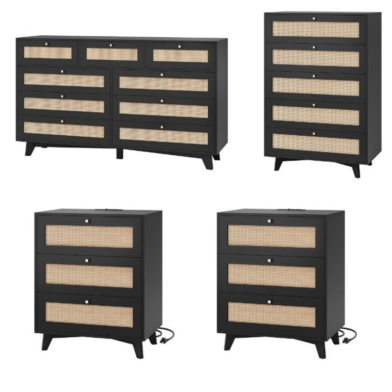 Ensemble de chambre à coucher 4 pièces, Black