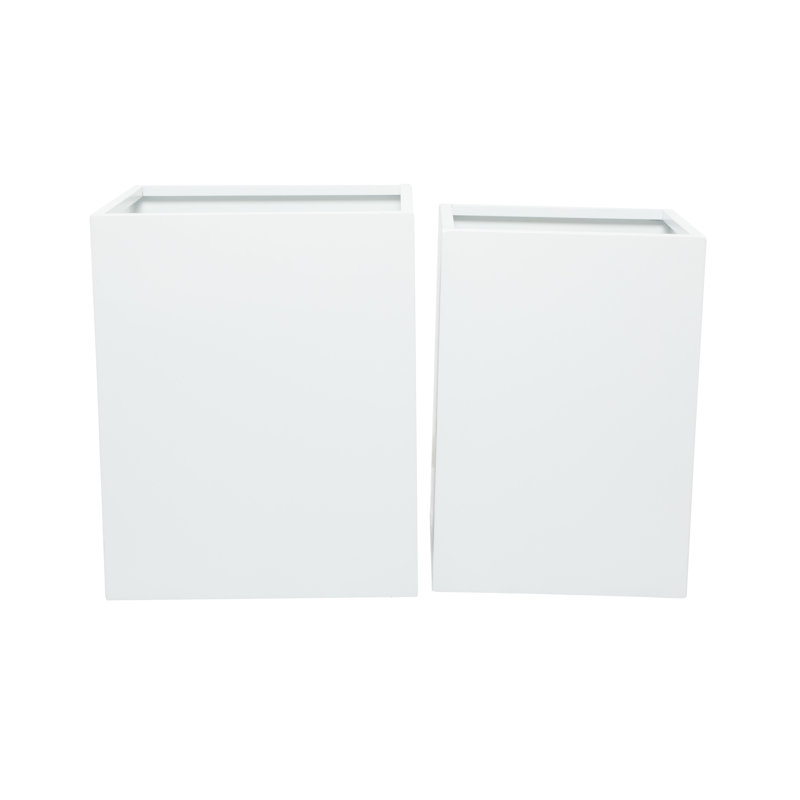 Etha Metal Planter Box - Set of 2, White