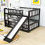 Lit superposé double en bois avec glissade et clôture-1497274704