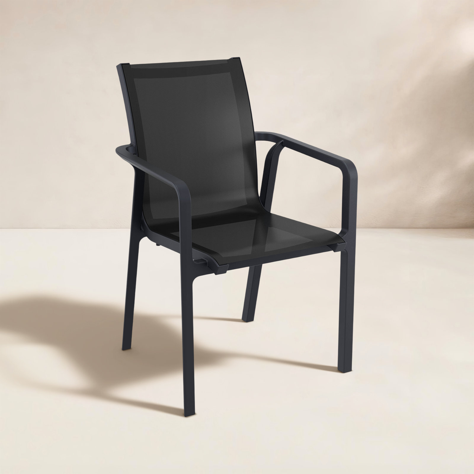 Farrah Stacking Patio Dining Armchair, Black
