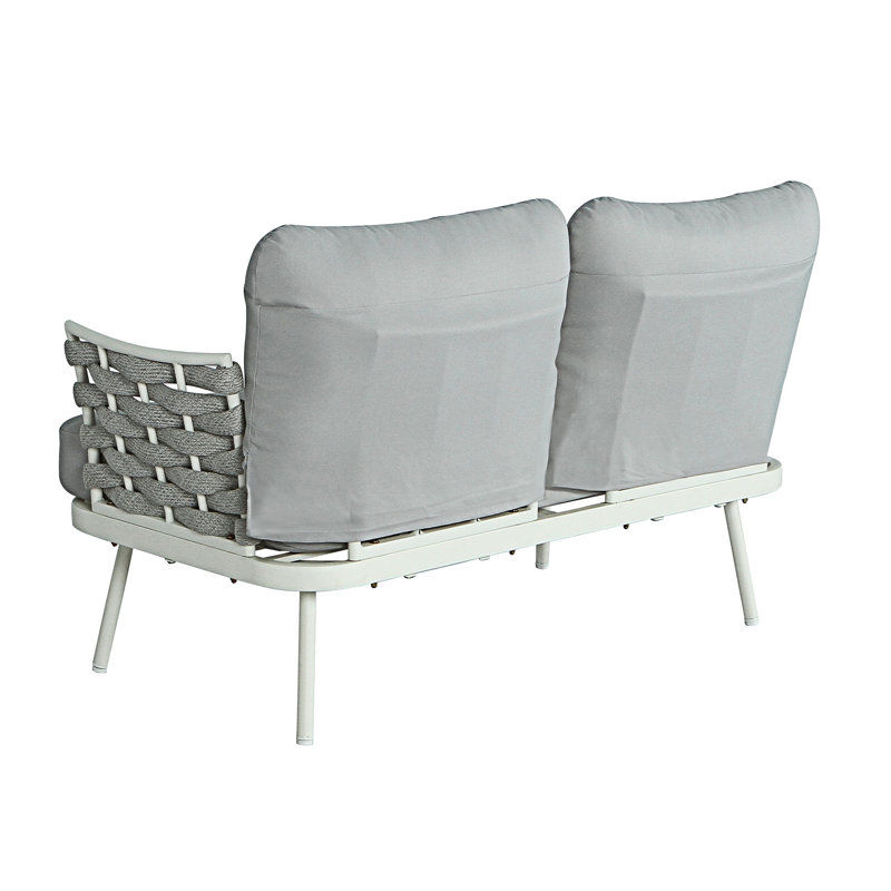 Ensemble de table et causeuse en acier, Off White/Grey, Gris
