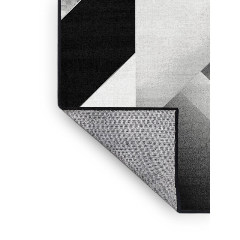 Machine Washable Arverne Modern & Contemporary Checkered Rug in Black – Black Binding, 2x4
