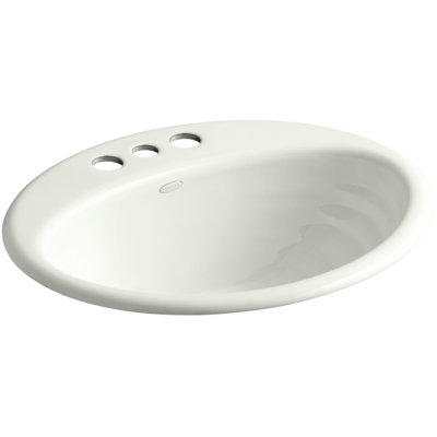 Lavabo de salle de bain ovale encastré en métal avec trop-plein Ellington