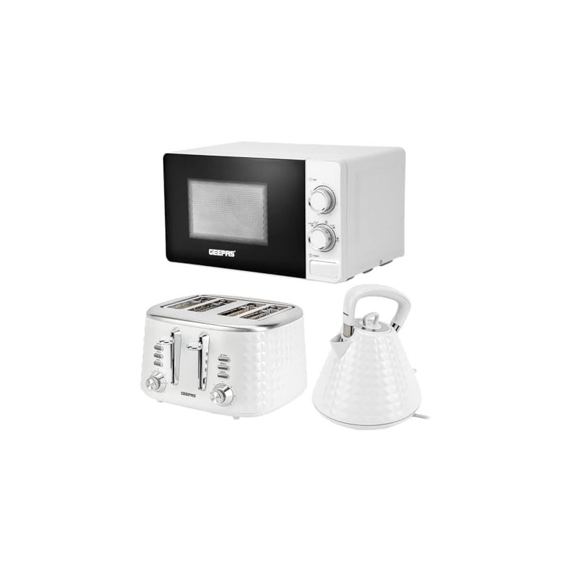 Geepas 32cm 20m³ L Countertop Microwave, White