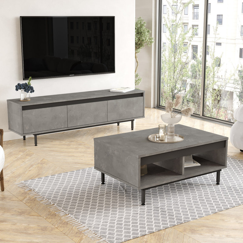 Living Room Furniture Set, Gris / noir