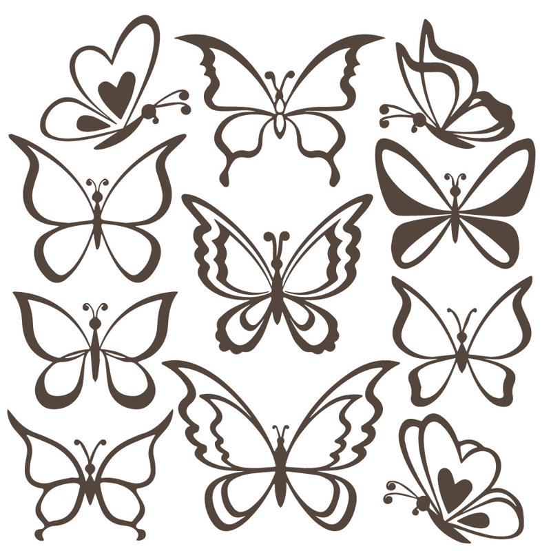 Adhésif décoratif papillon, H 24 po x l 25 po x P 0,01 po, Brun