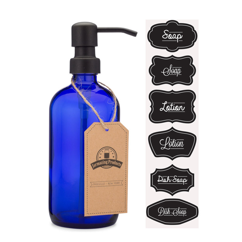 Distributeur de lotion en verre, Noir/bleu
