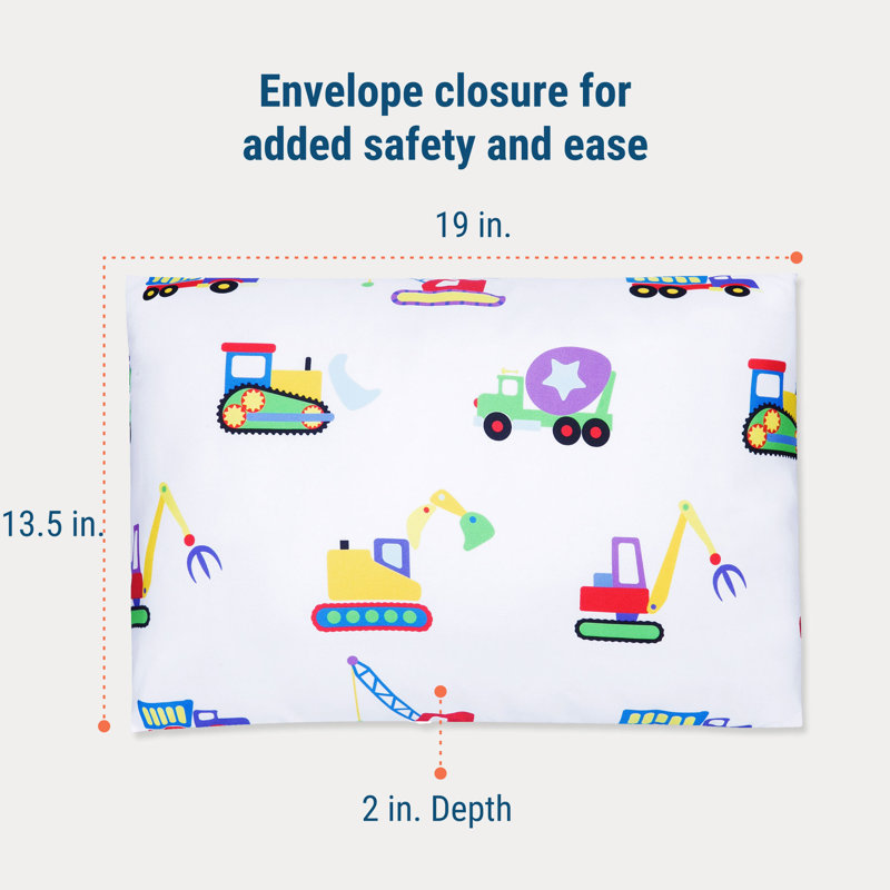 Ensemble de 2 taies d'oreiller 100% microfibre pour enfant Wildkin - Taille douce, respirante et pour tout-petit - En construction