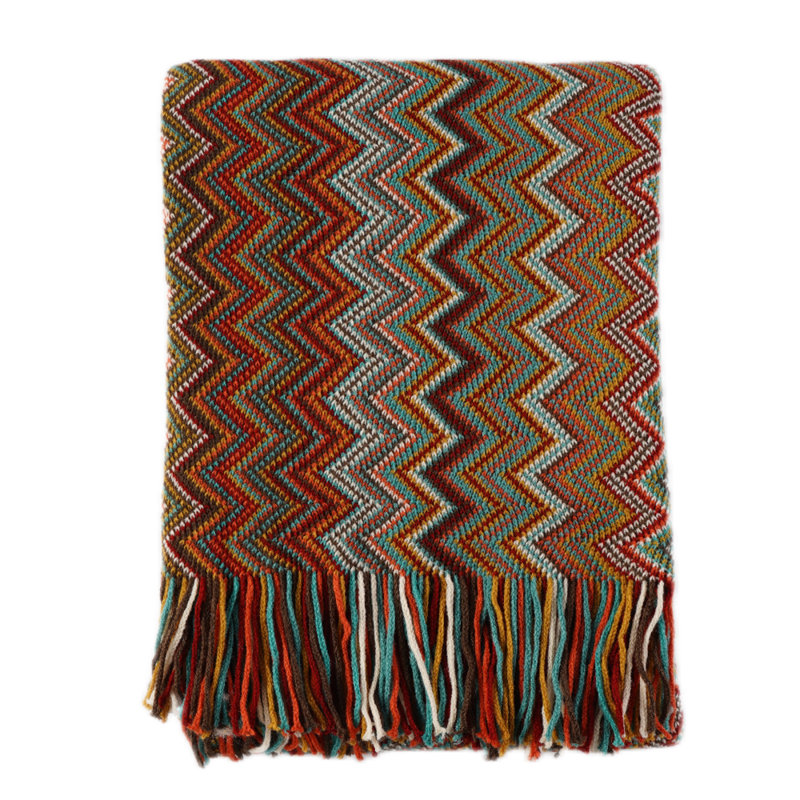 Boho Throw Blanket Knit Tassel Decorative Throw Blanket Lightweight Mexcian Blanket Afghans Blanket For Bed Couch Sofa