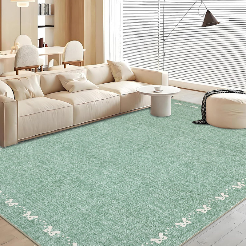 Tapis lavable en machine Bow-Knot, Rectangulaire 8 pi x 10 pi, Vert