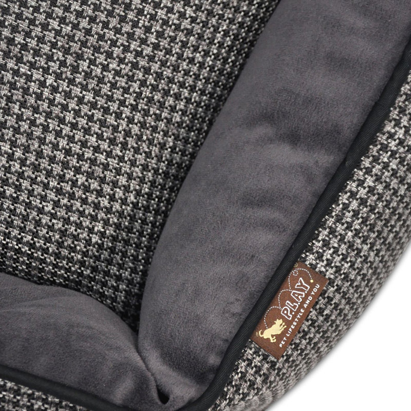 Lit pour chien Houndstooth, Noir/gris, Moyen (H 31 po x P 25 po x H 8 po)