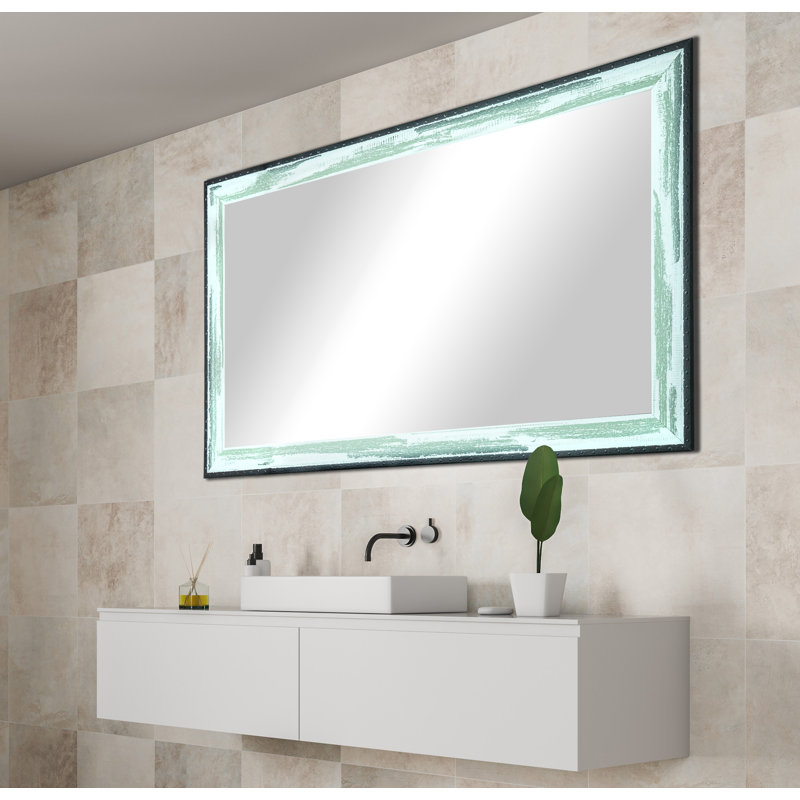 Hanshaw Solid Wood Rectangle Wall Mirror, 39" H x 49.5" W, Seafoam