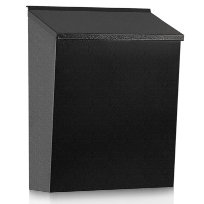 Mailbox for Outside, Wall Mount Mail Drop Box, Black，Large Capacity, Fits Letters, Magazines & Documents, Powder-Coated Steel, Weather Resistant, Home, Apartment & Office Use