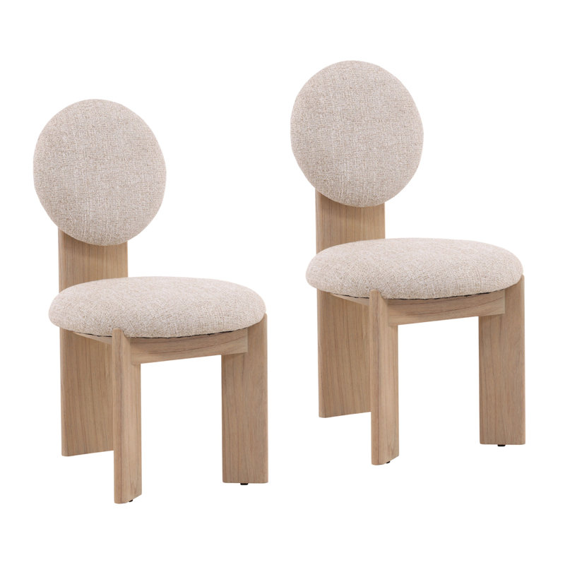 Brisa Mindi Wood Upholstered Dining Chair, Cream (Set of 2)