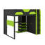 Lit mezzanine double en bois avec bureau, tablettes multiples, lumière USB et RVB-1871873661