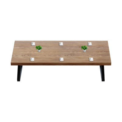 Table de conférence rectangulaire en bois de noyer massif de style industriel 78,74 po