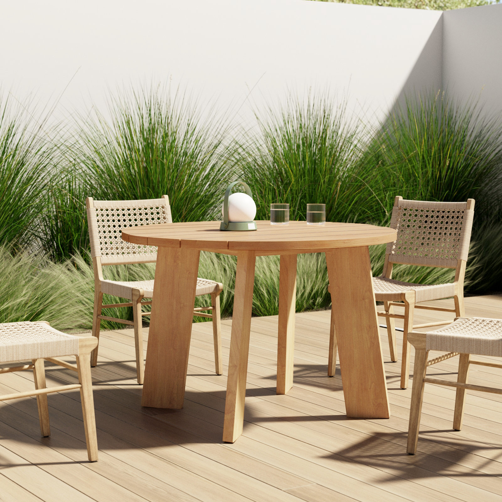 Pernelle 47" Teak Patio Dining Table, Natural/Natural
