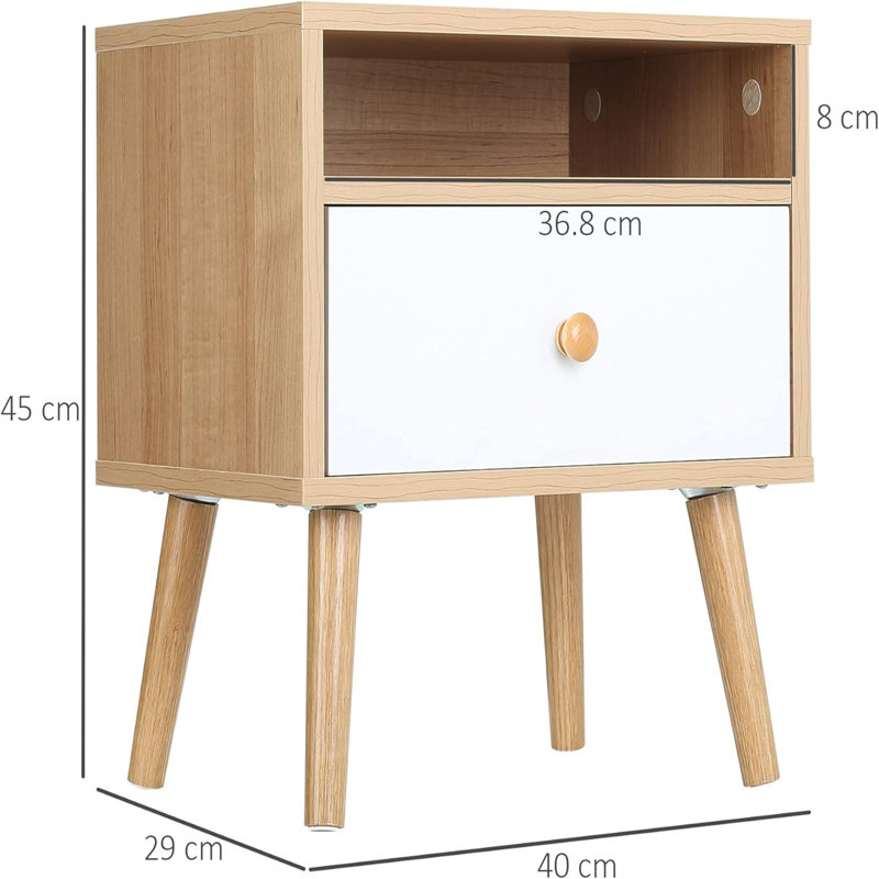 40cm W Manufactured Wood Bedside Table