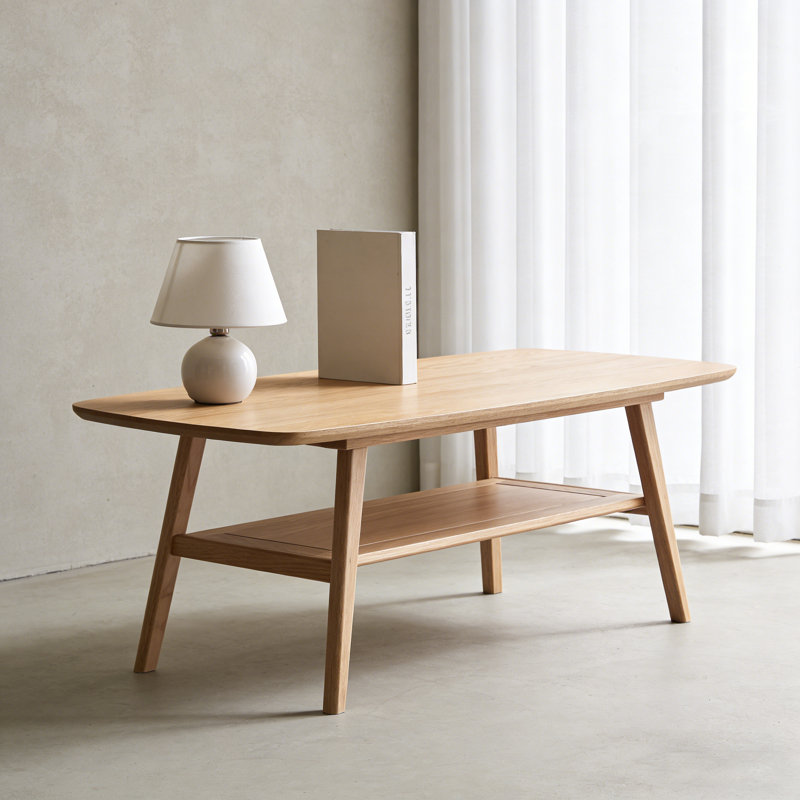 100% Solid Oak Large Coffee Table Color, 17.32" H x 39.37" L x 19.69" W, Oak