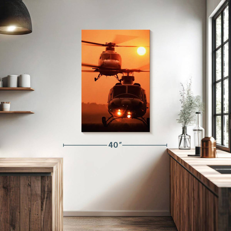 Mehar Helicopter Sunset Landing, 39" H x 26" W