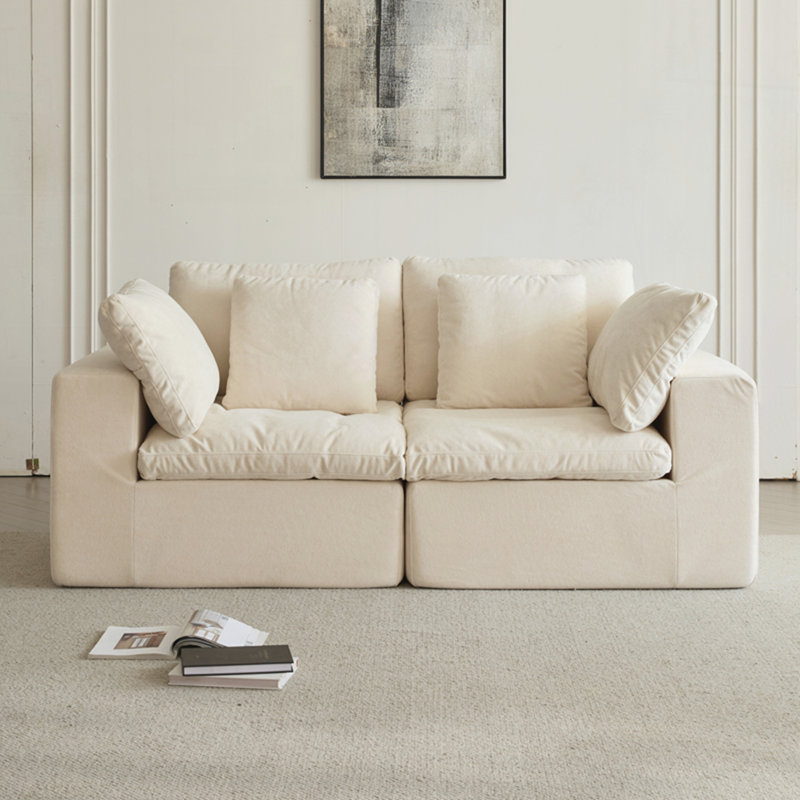 Canapé-lit moderne pour le salon, H 27,56 po x l 79,13 po x P 39,37 po, Blanc beige, 2