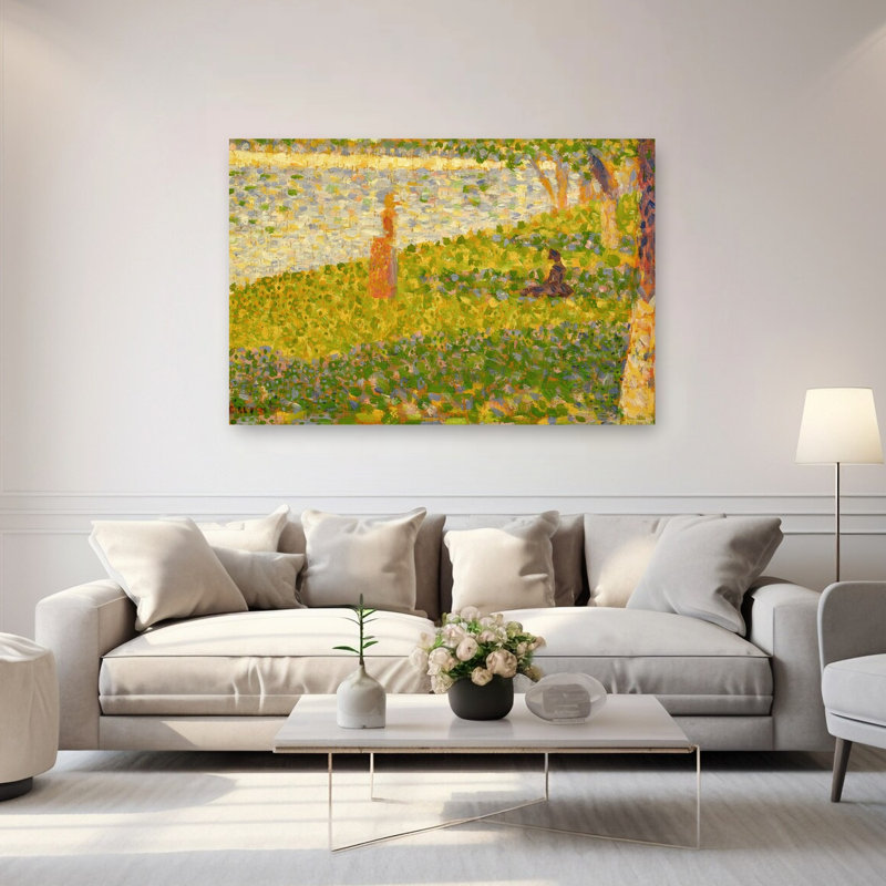 Women On The River Bank, Study For La Grande Jatte, C.1885-86 Abstract Contemporary City Architecture Wall Art Print by Georges Pierre Seurat - Wrapped Canvas Print