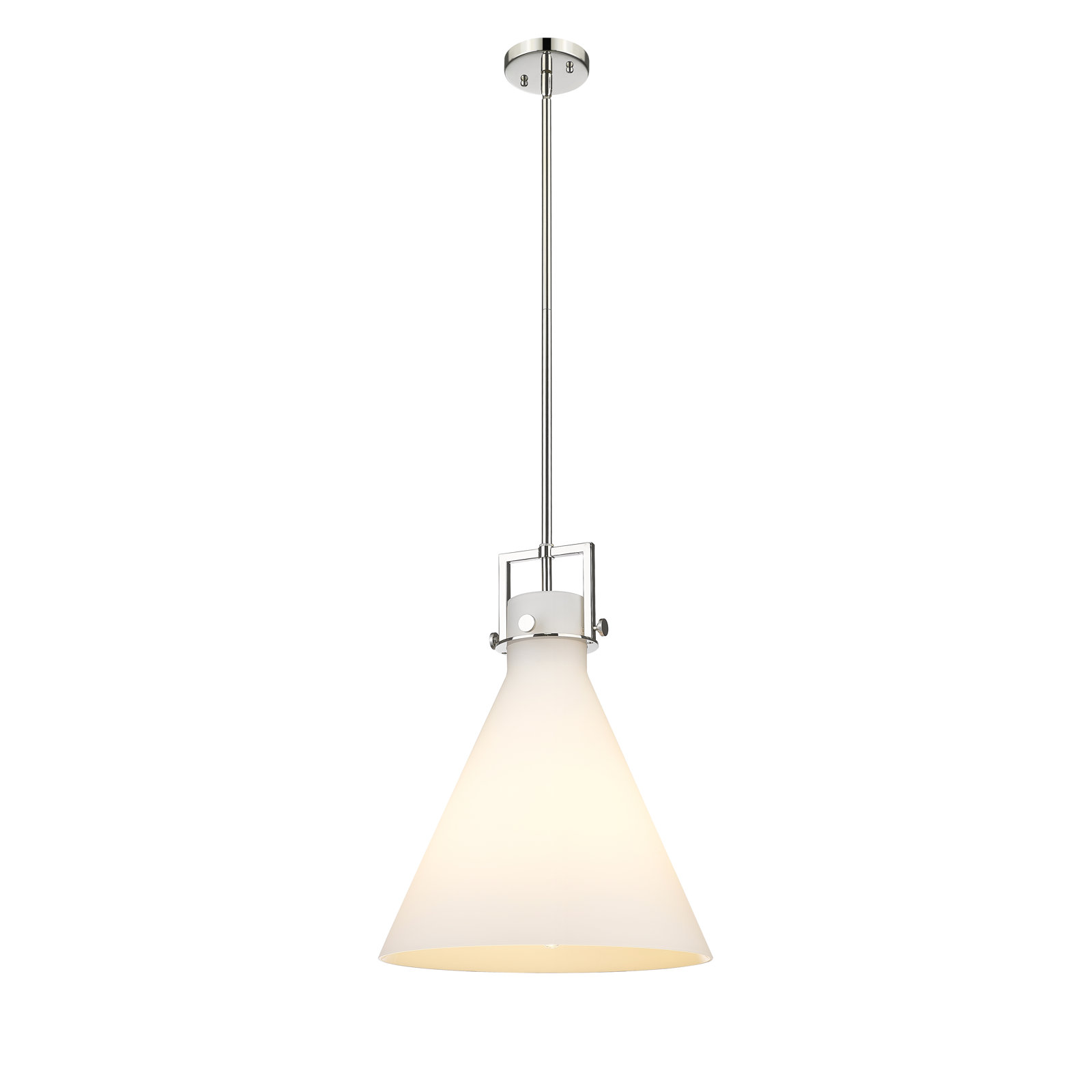 Coterie Single Light Glass Dimmable Pendant, Matte White, 20.38" H x 16" W x 16" D, Polished Nickel