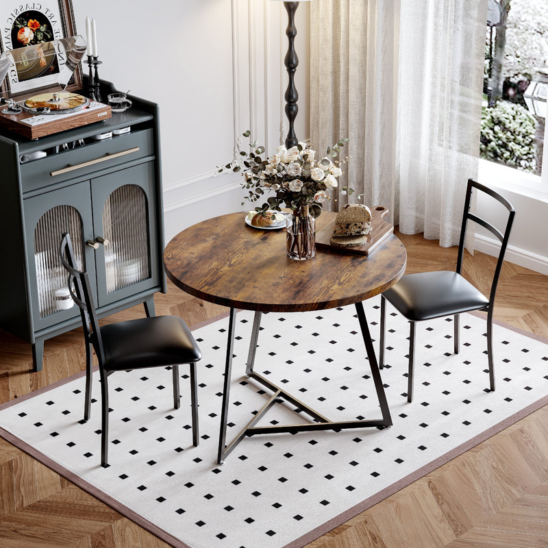 Ensemble de table de salle à manger 31,4 pouces pour 2 personnes, ensemble de petites tables de cuisine avec 2 chaises rembourrées et 2 napperons résistants à la chaleur, ensemble bistro et chaises pour la salle à manger, le café et le rétro