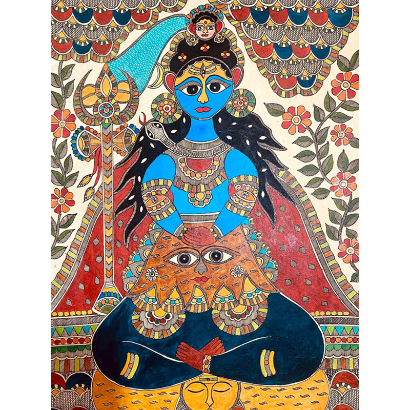 Mahadev assis sur Asana | Acrylique sur papier fait à la main | Par Priti Dalwadi