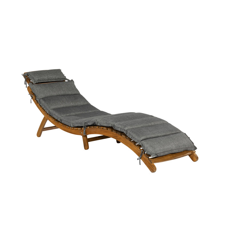 Mariaella 180cm Long Acacia Single Chaise with Cushions