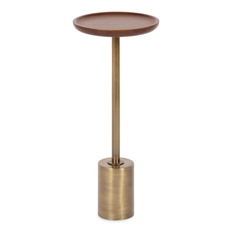Armengol Solid Wood End Table, Black, Gold