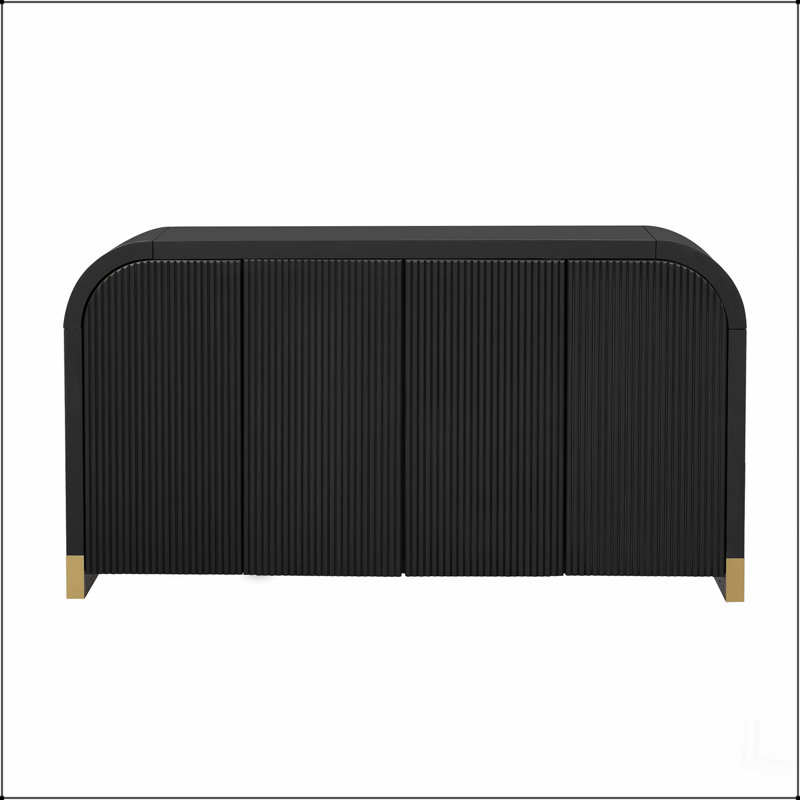 Armoire à panneau ondulé 4 portes à 4 portes avec tablettes réglables, Noir