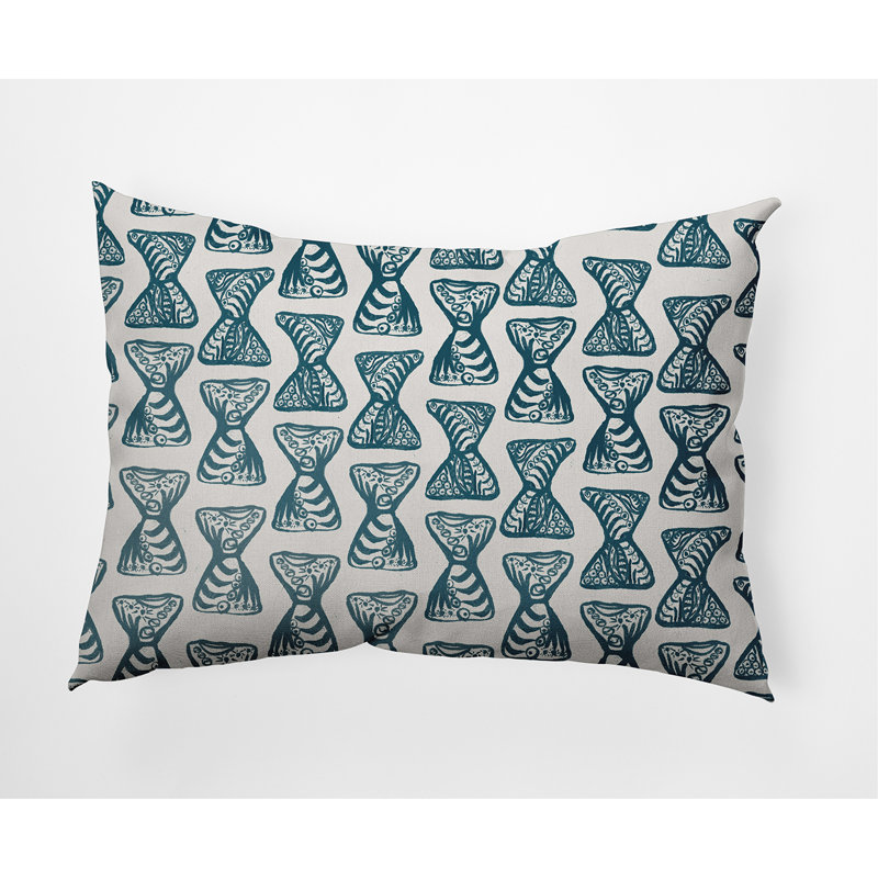 Outdoor Rectangular Pillow Cover & Insert, Navy Blue/Orange, Geometric 1