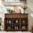 Sideboard Buffet Cabinet With Storage,48" Credenza With 3 Glass Doors & 3 Drawers,Adjustable Shelves Coffee Bar,Wood Kitchen Console Table For Dining Room,Living Room-1474769649-1474922015
