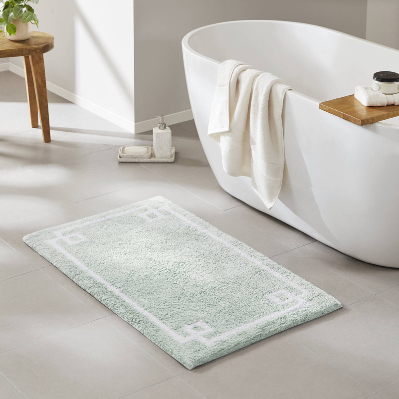Tapis de bain 100% coton touffeté Evan Seafoam 24 x 40 po avec envers antidérapant, Écume de mer, écume de mer