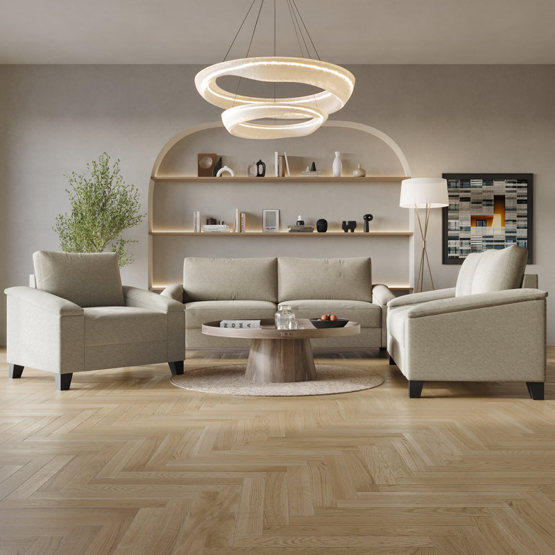 Ensemble de salon 3 pièces Jacqualyn, Beige foncé