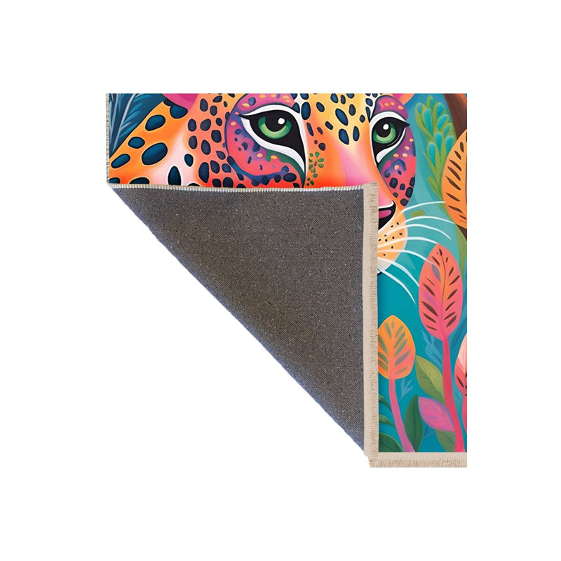 Tapis multicolore à motif tigré vert avec motif tigré lavable à la machine