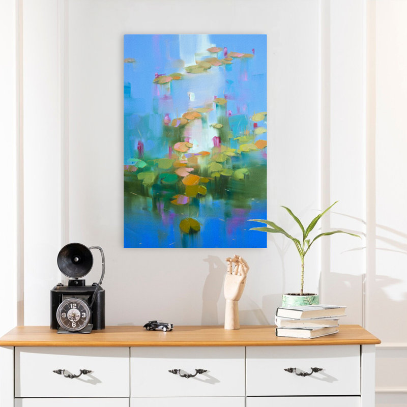 Nénuphars - paysages, nénuphars, cours d'eau, art, H 24 po x l 16 po