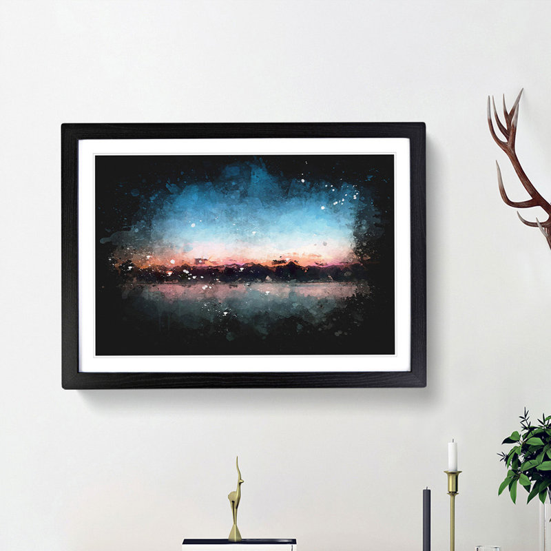 Fuchsia Sky Above the Mountains - Framed Print, Black Framed, 62cm H x 87cm W x 2cm D