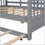 Lit double en bois avec lit gigogne et tablette de rangement, design moderne pour enfants en gris, durable et sécuritaire-150552496-150552501