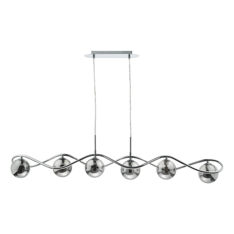 Axenia 6 - Light Kitchen Island Pendant, Polished Chrome, Smoked