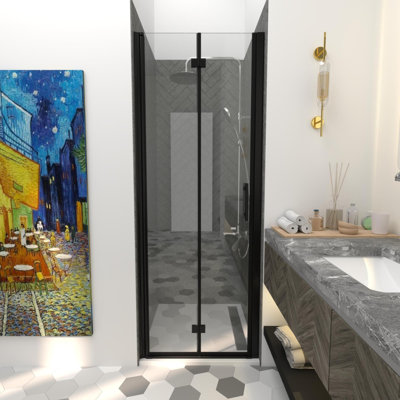 KeepTech 30X72" 30-31.5"Wx72"H Frameless Bifold Shower Door,Finish,1/4"(6mm) SGCC Clear Tempered Glass,Panel Bifold Swing Shower Doors,Reversible Installation,ANSI Certified,Rollers Style
