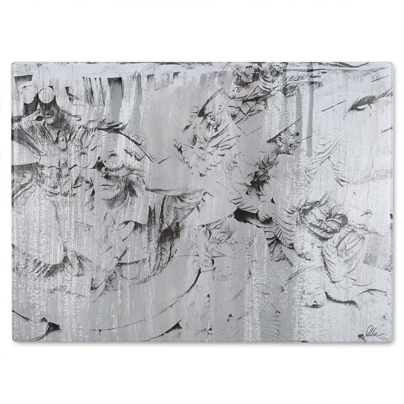 Watch Out Battle Of Britain Glass Chopping Board, 28cm L x 20cm W