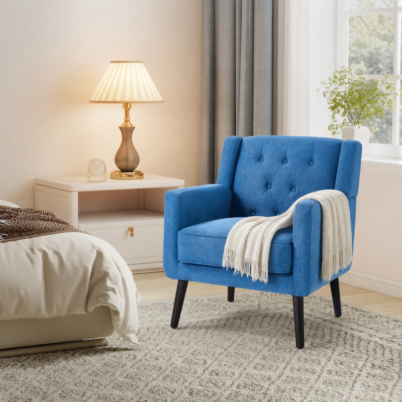 Fauteuil d'appoint moderne et élégant pour salon, recouvert d'un tissu doux et rembourré, Bleu