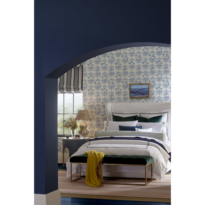 Rousseau Toile Wallpaper Roll, Cobalt Blue