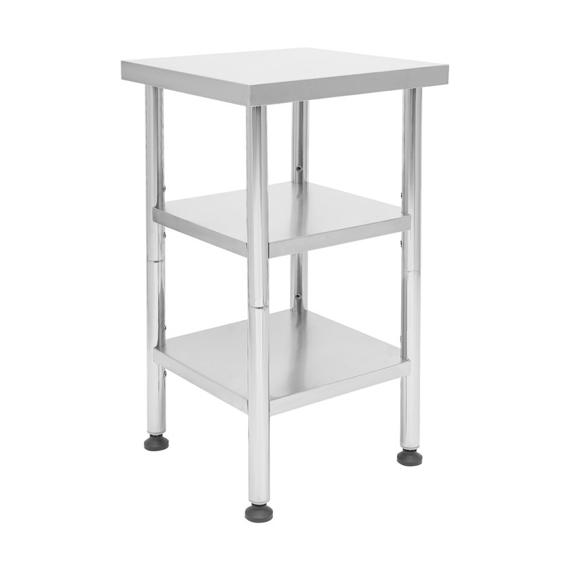 Table de travail à 3 niveaux avec roulettes, table utilitaire en métal avec tablettes réglables (H 18 po x l 18 po x H 35 po)