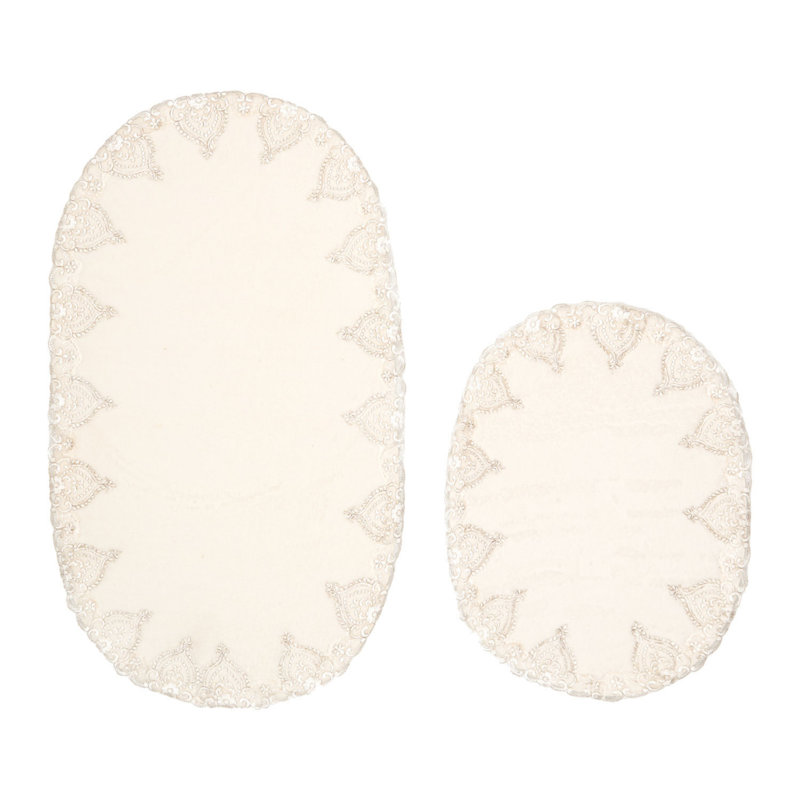 Ensemble de 2 tapis de bain Melcher, Crème