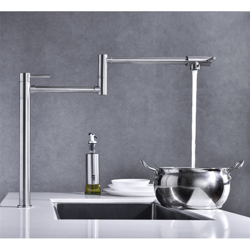 Robinet remplisseur de pot avec tige d'extension, Nickel brossé